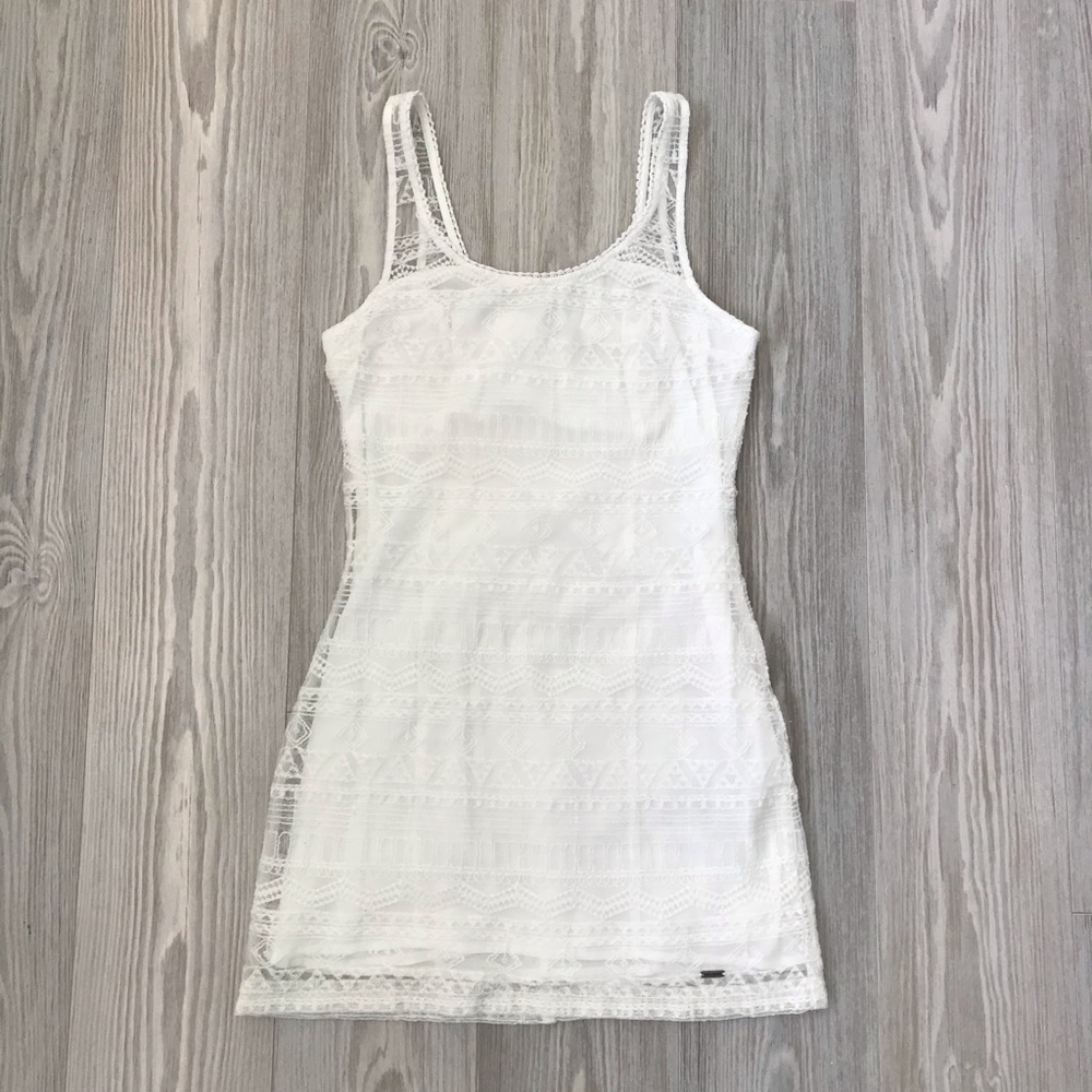 Hollister white lace dress.